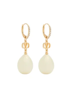 VLogo Swarovski® crystal and pearl drop earrings