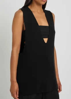 V-neck cashmere and wool-blend tank top