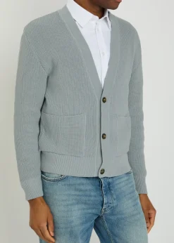 V-neck knit cotton cardigan
