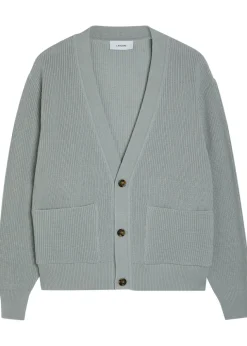 V-neck knit cotton cardigan