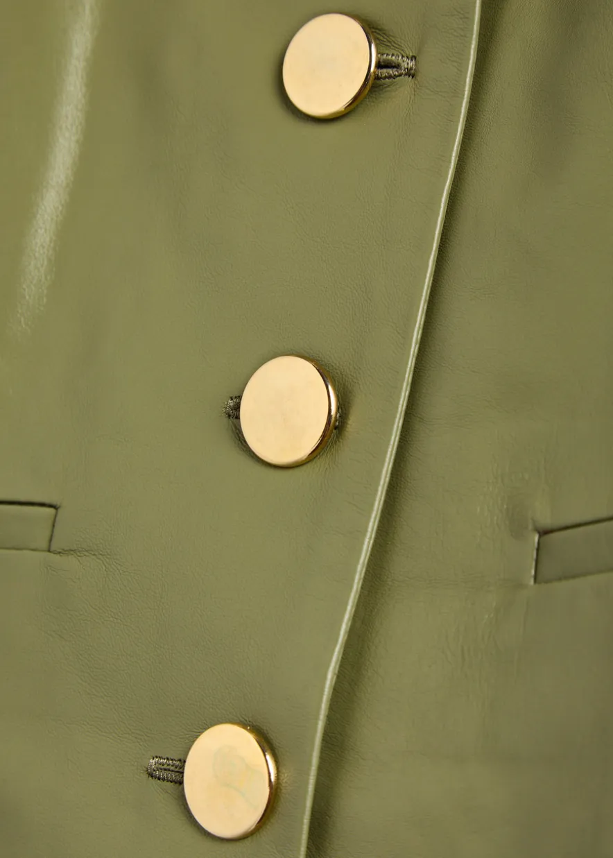 V-neck leather waistcoat
