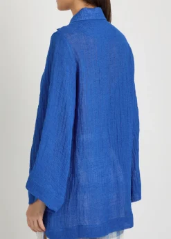V-neck linen-blend tunic