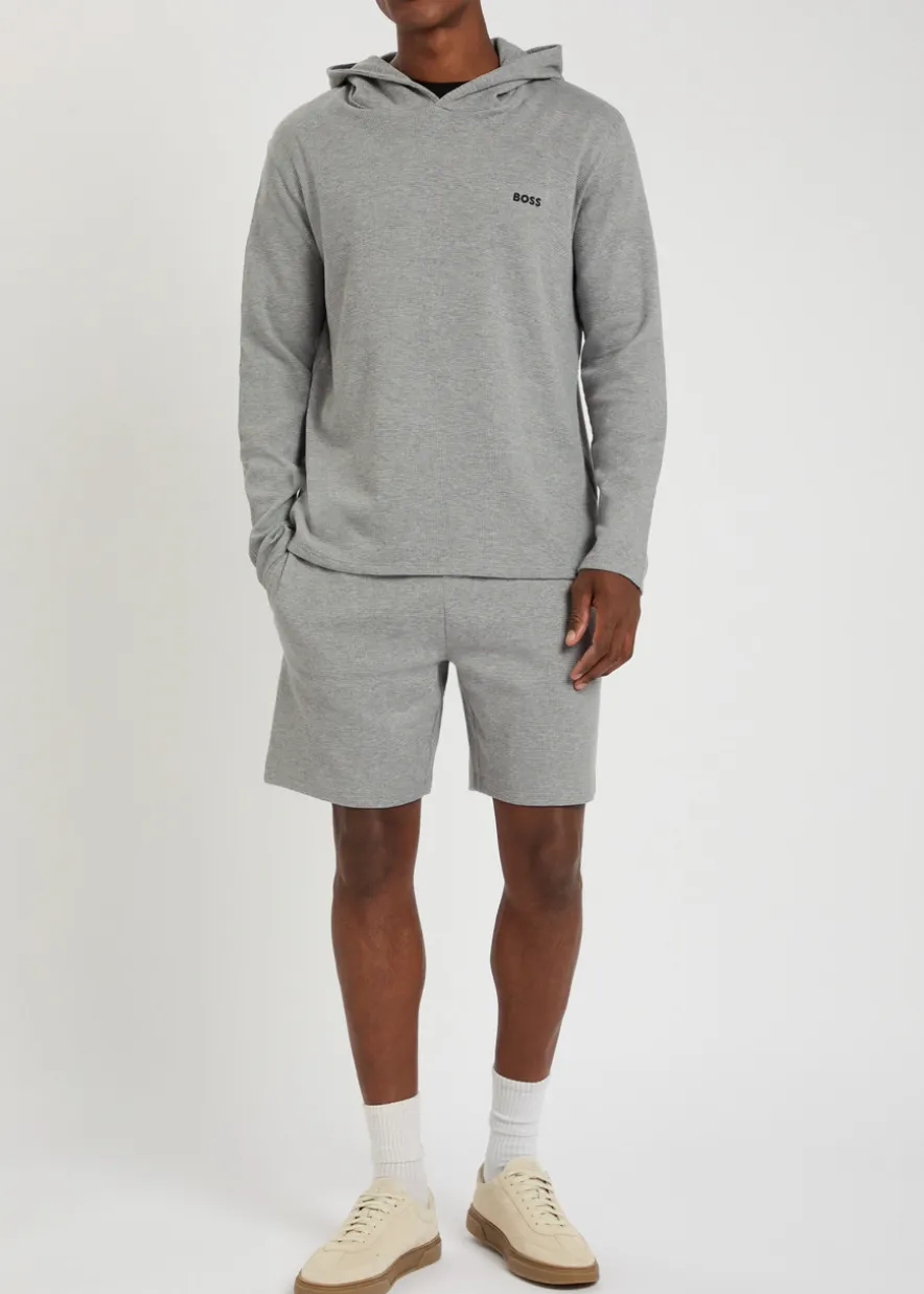 Waffle hooded cotton-blend sweatshirt