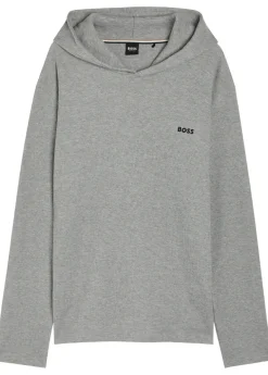 Waffle hooded cotton-blend sweatshirt