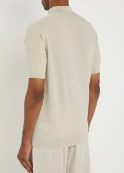 Waffle merino wool polo shirt