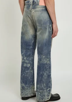 Washed relaxed straight-leg jeans