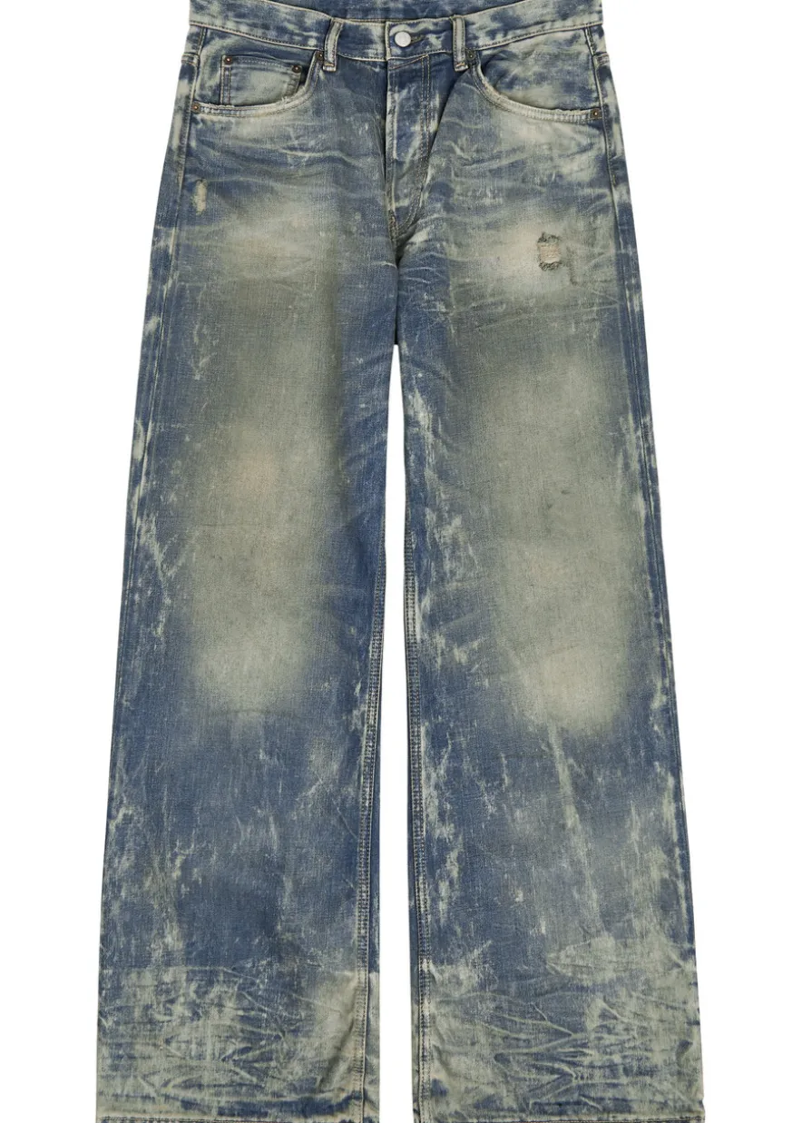 Washed relaxed straight-leg jeans