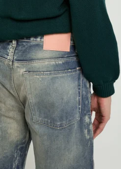 Washed relaxed straight-leg jeans