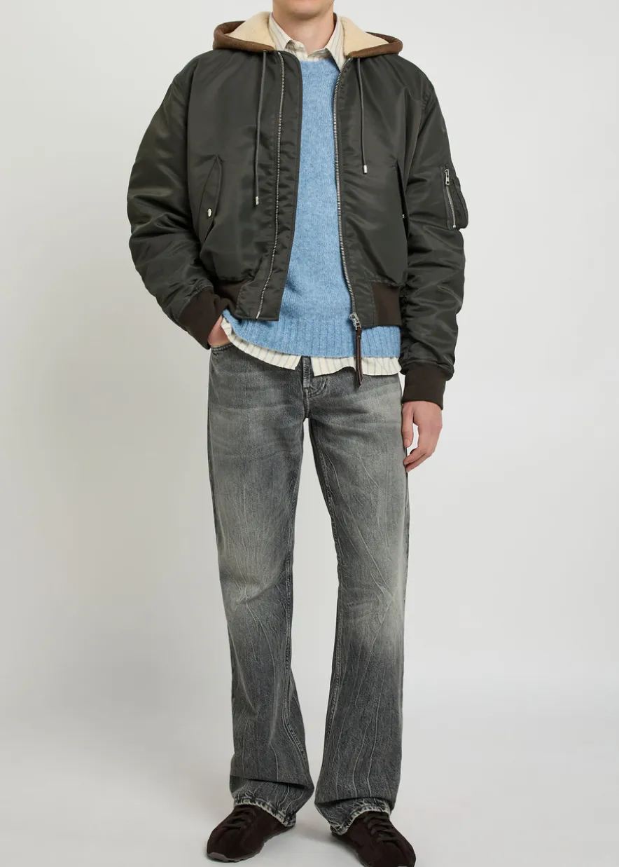 Washed relaxed straight-leg jeans