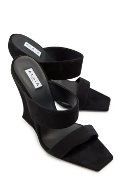 Wave 110 suede wedge mules