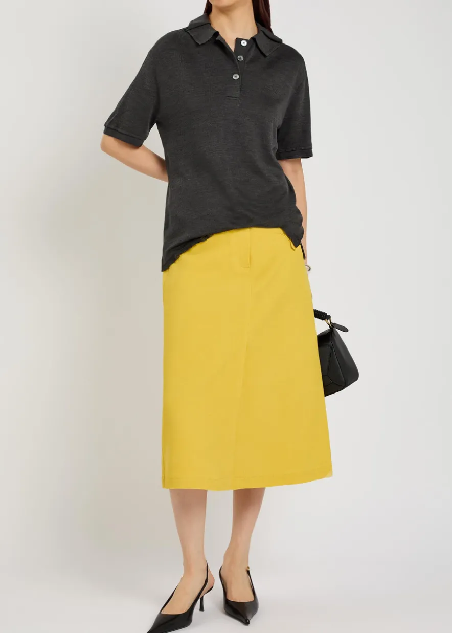 Waxed canvas midi skirt