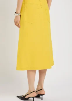 Waxed canvas midi skirt