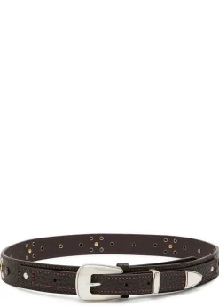Western studded grained leather belt