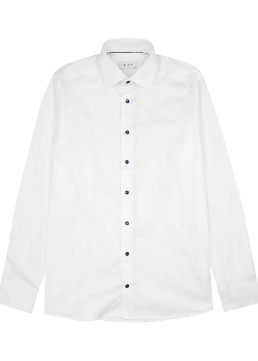 White cotton-twill shirt