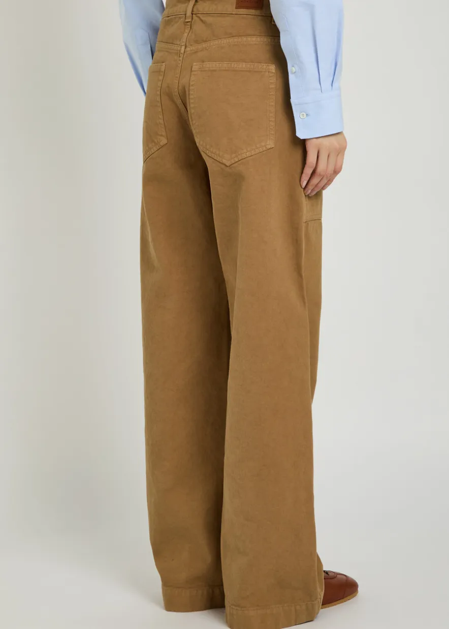 Wide-leg canvas trousers