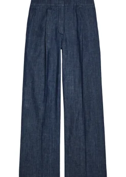 Wide-leg chambray trousers