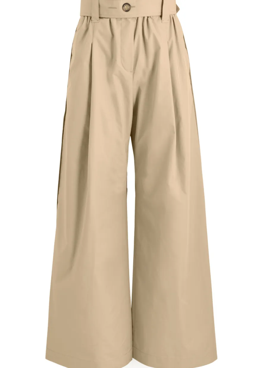 Wide-leg cotton-blend poplin trousers
