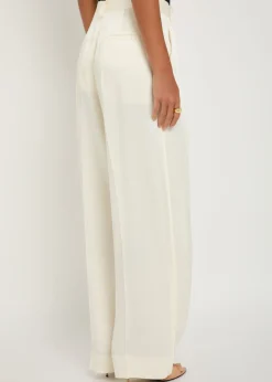 Wide-leg crepe de chine trousers