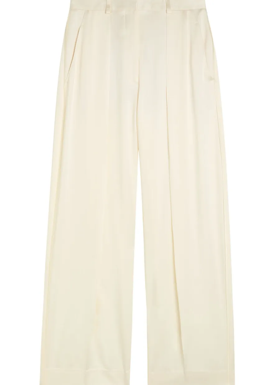 Wide-leg crepe de chine trousers