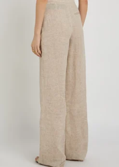 Wide-leg linen-blend trousers