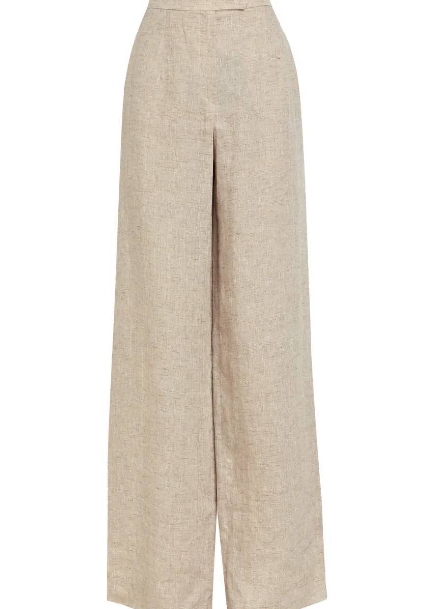 Wide-leg linen-blend trousers