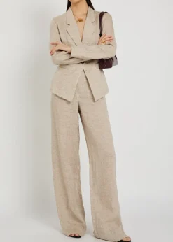 Wide-leg linen-blend trousers