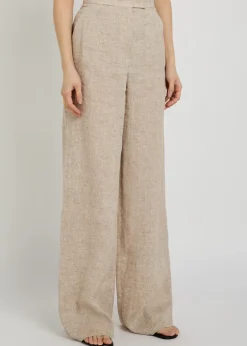 Wide-leg linen-blend trousers