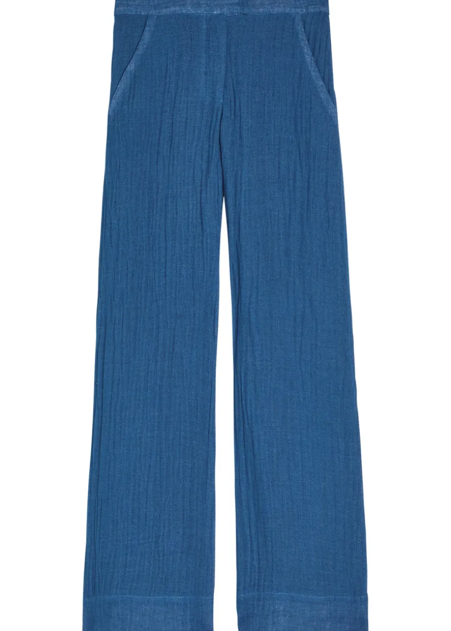 Wide-leg linen-blend trousers