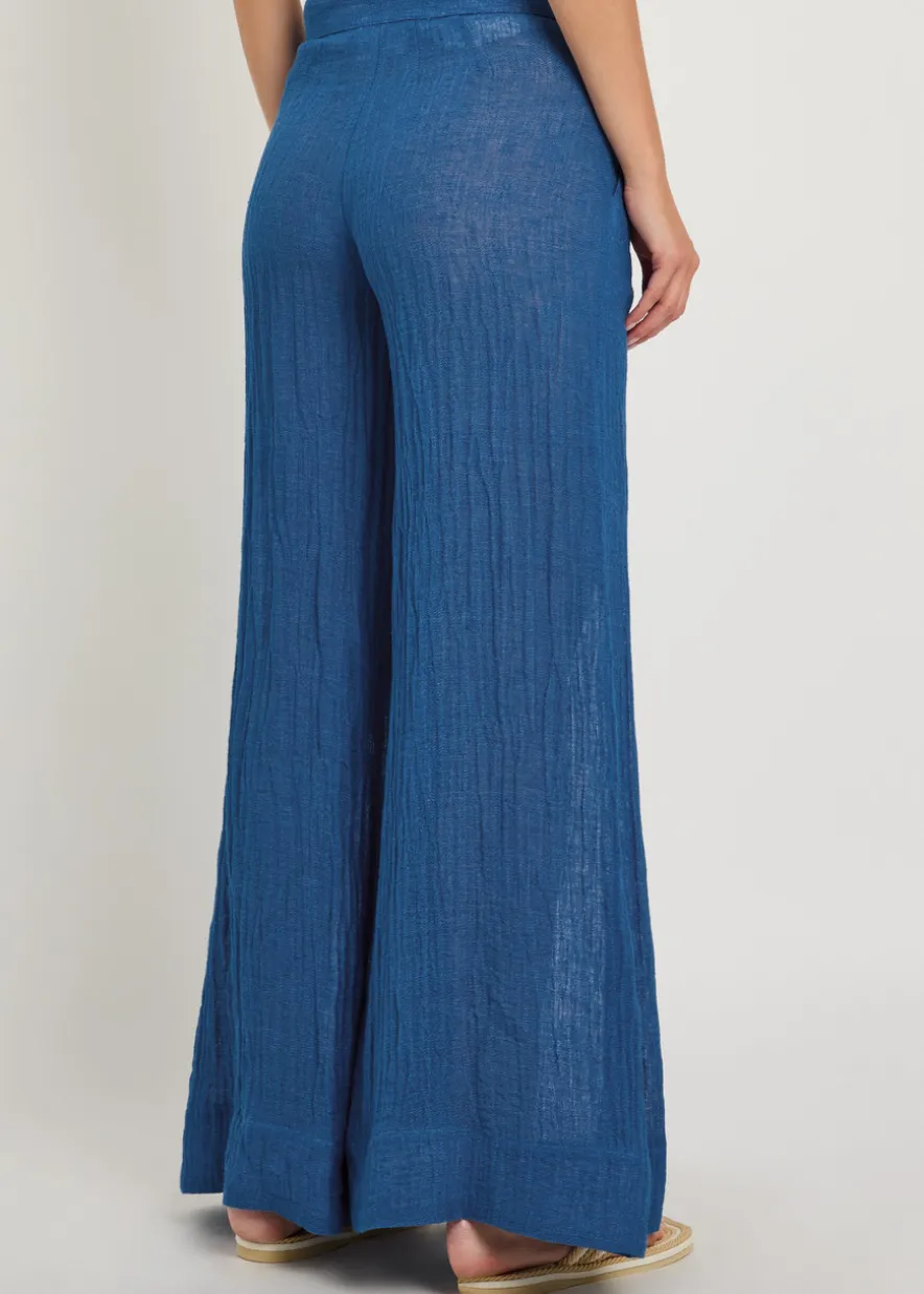 Wide-leg linen-blend trousers