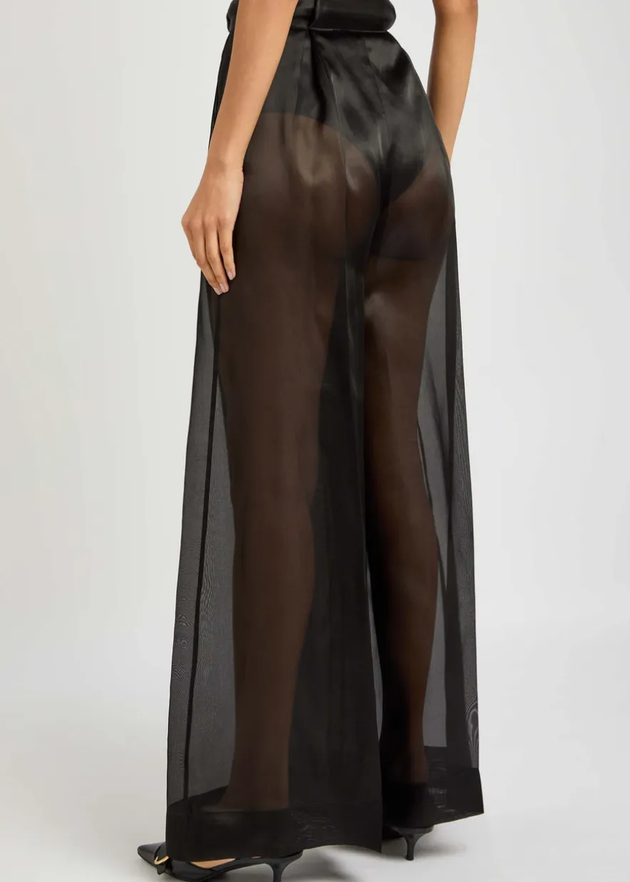 Wide-leg organza trousers