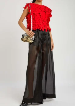 Wide-leg organza trousers