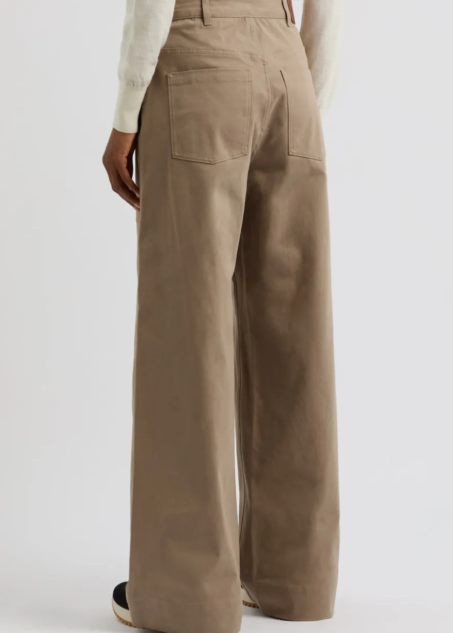 Wide-leg stretch-cotton trousers