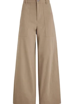 Wide-leg stretch-cotton trousers