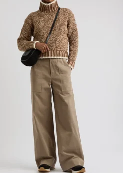 Wide-leg stretch-cotton trousers
