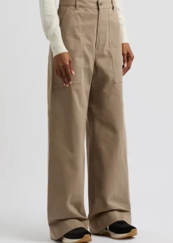 Wide-leg stretch-cotton trousers
