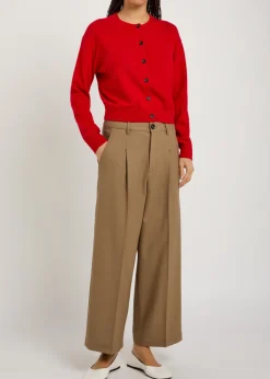 Wide-leg stretch-wool trousers