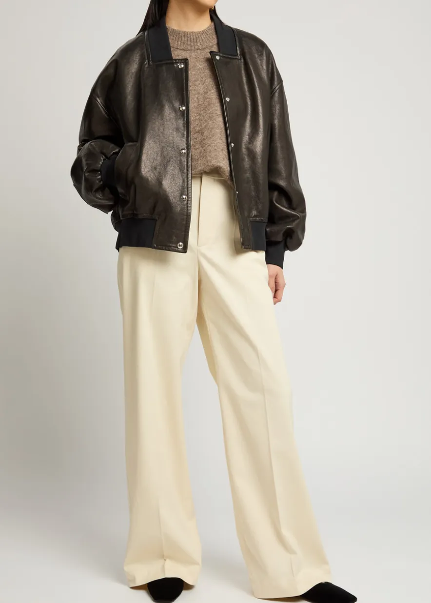 Wide-leg twill trousers