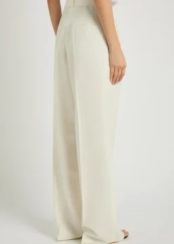 Wide-leg wool-blend trousers