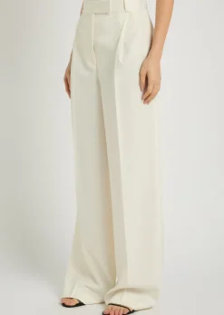 Wide-leg wool-blend trousers