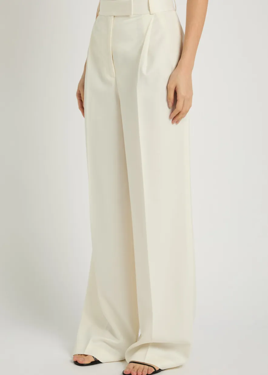 Wide-leg wool-blend trousers