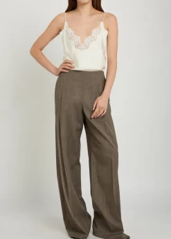Wide-leg wool-blend trousers