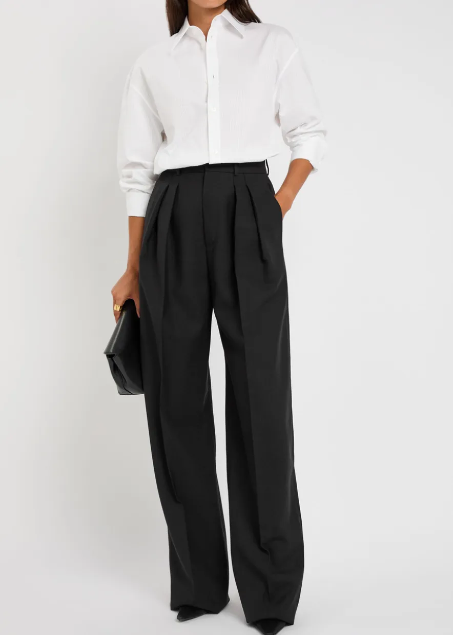 Wide-leg wool trousers