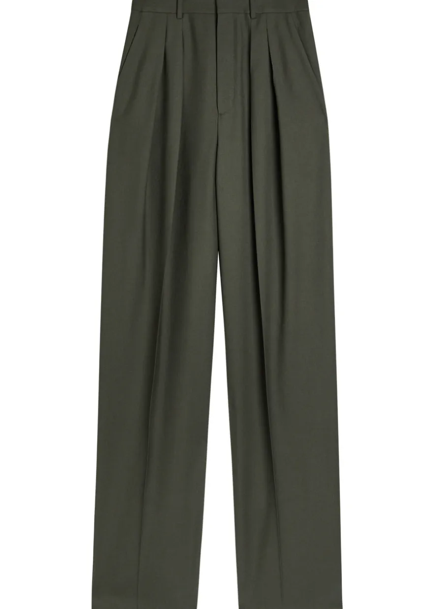 Wide-leg wool trousers