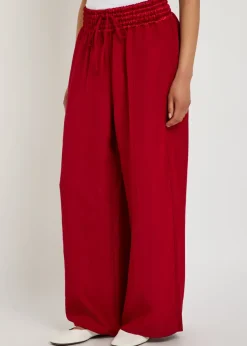 Wide-leg woven trousers