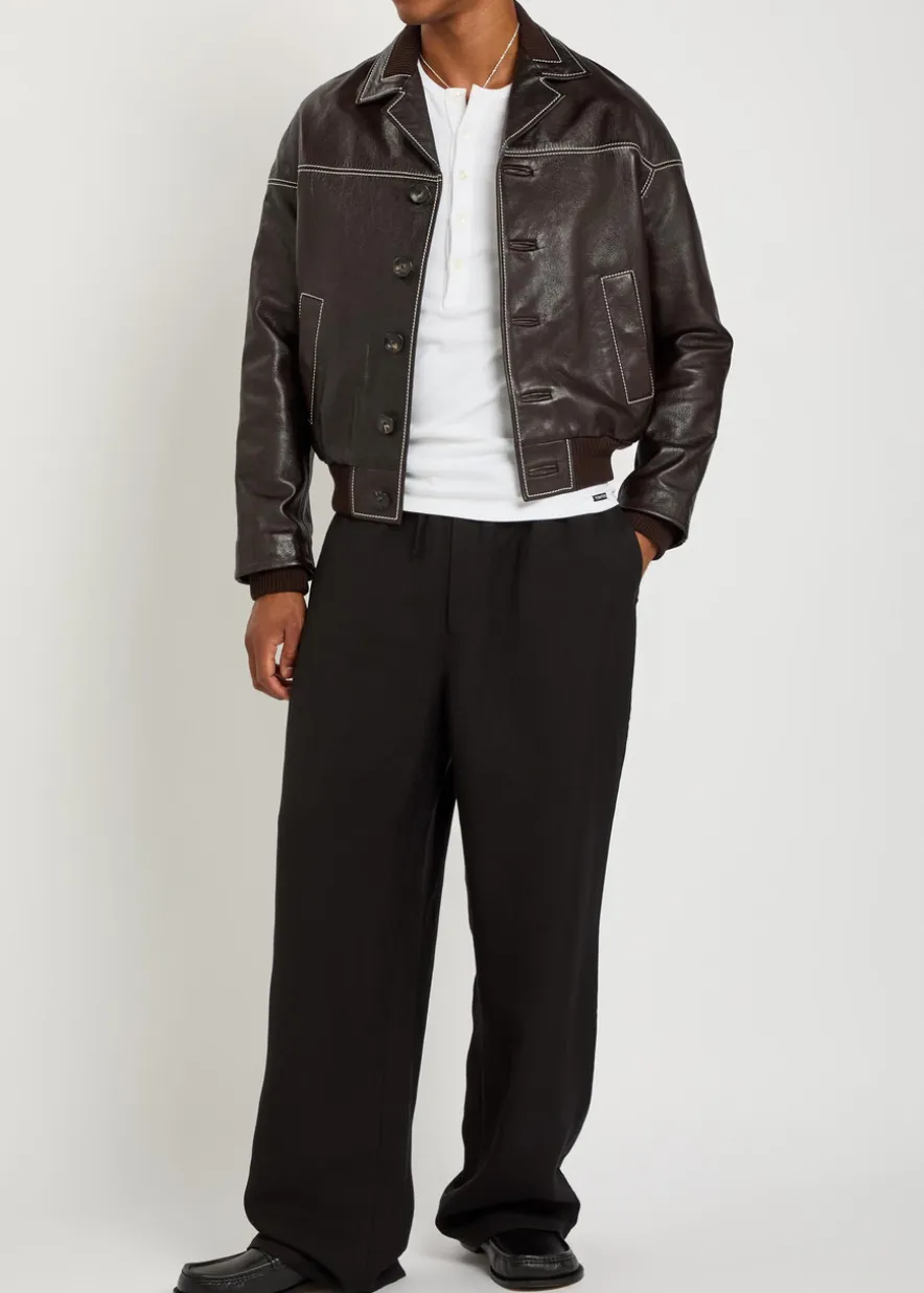 Wide-leg woven trousers