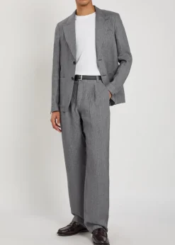 Wilkins striped straight-leg linen trousers