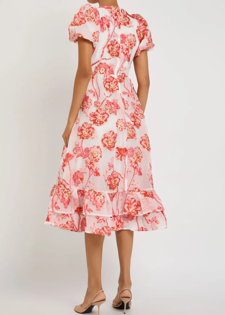 Willa floral-jacquard organza midi dress