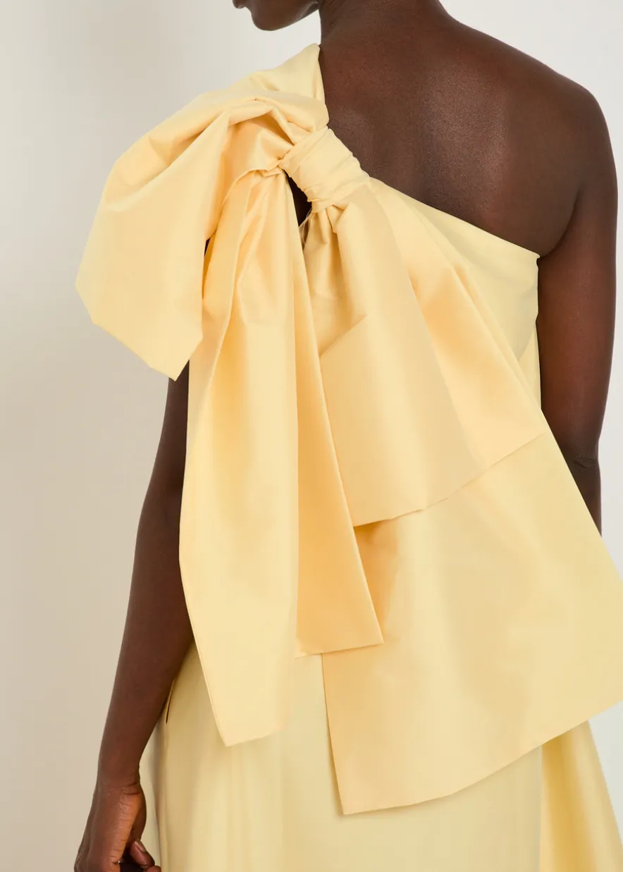 Winnette bow-appliquéd taffeta gown