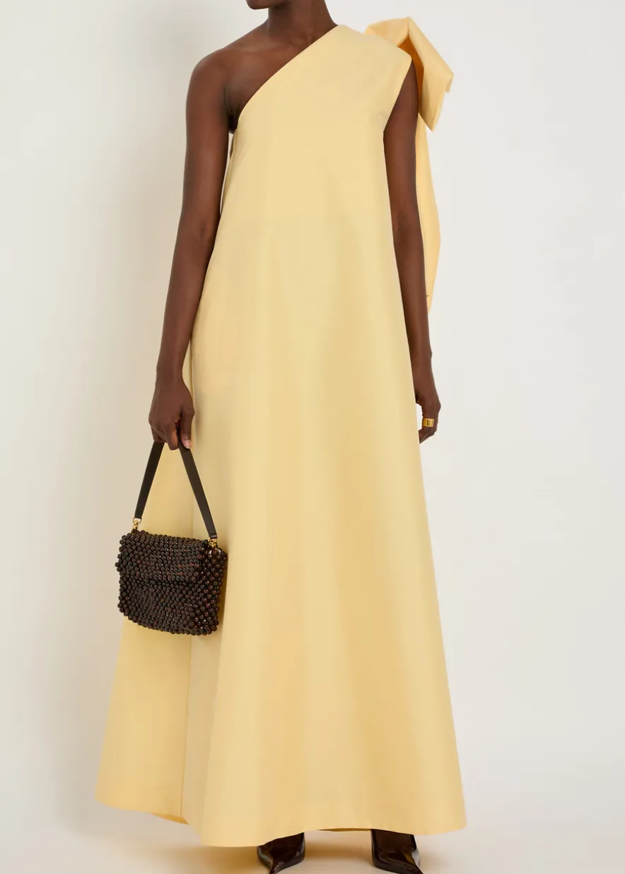 Winnette bow-appliquéd taffeta gown
