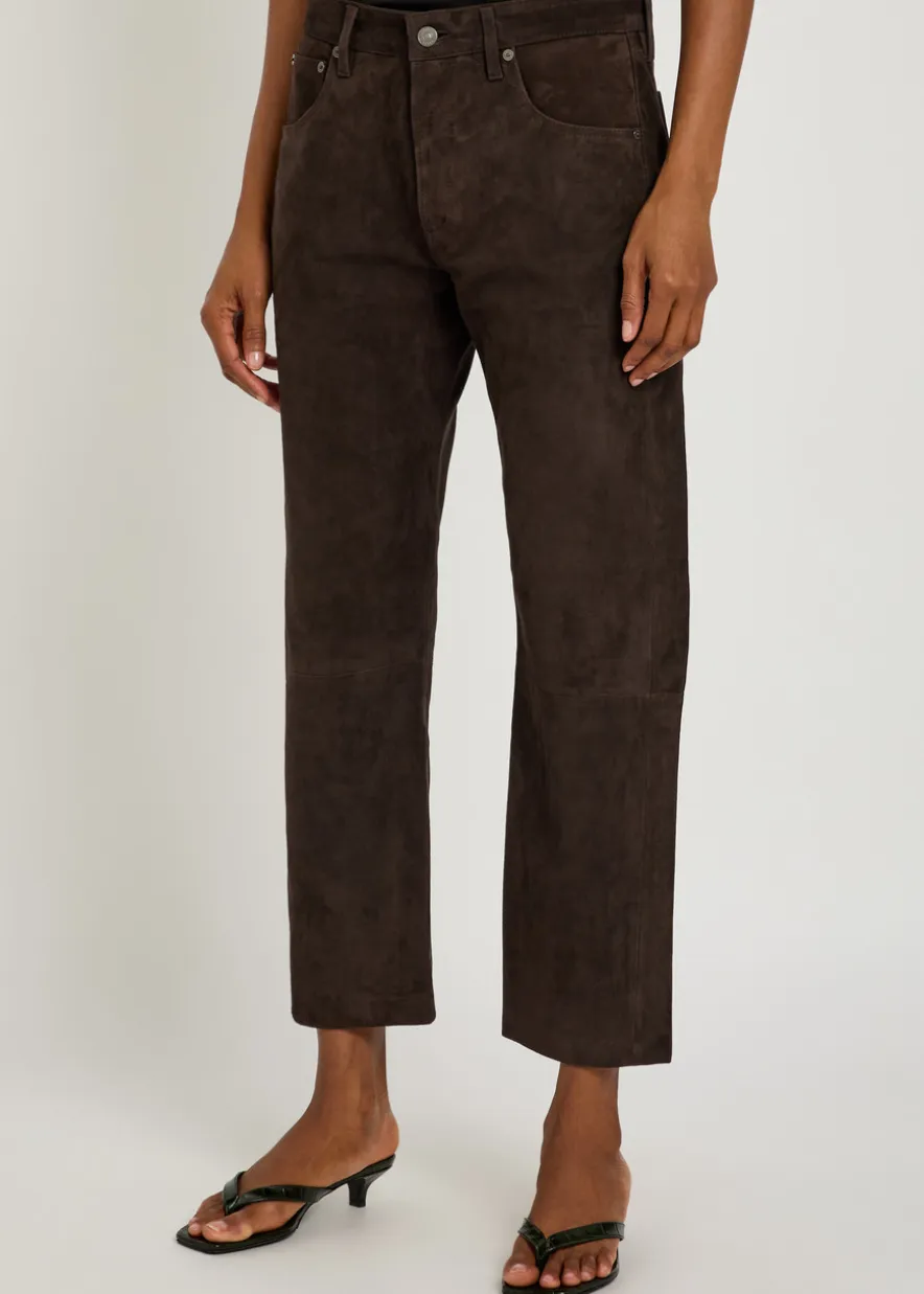 Winslow straight-leg suede trousers